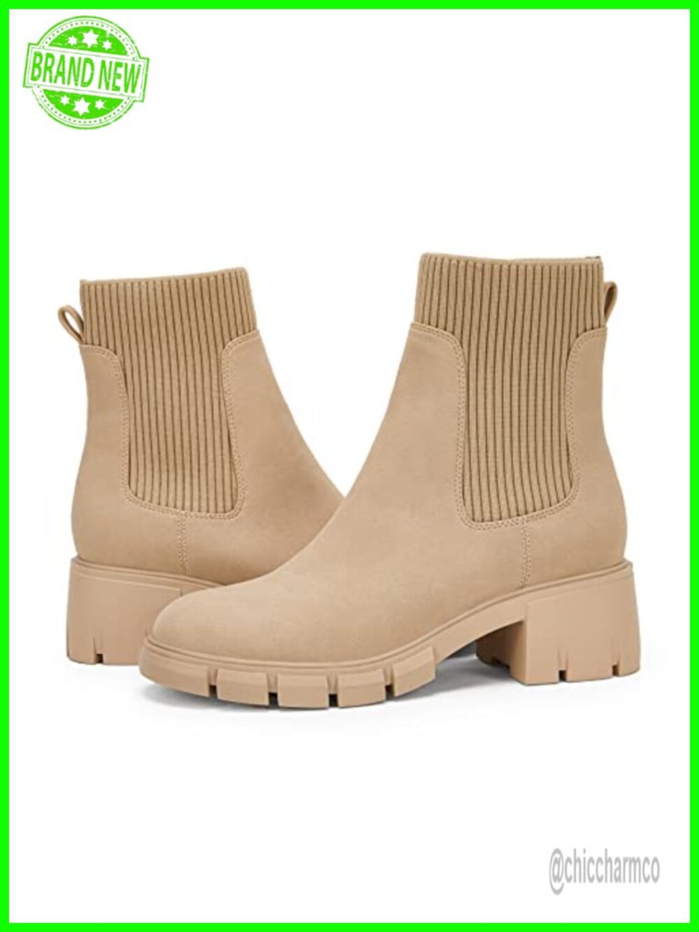 Women's Platform Ankle Boots Chunky Block Heel Elastic Chelsea Booties Lug Sole